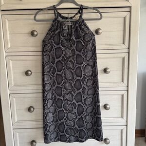 Michael Kors Snake Print Midi Dress in Black and Gray